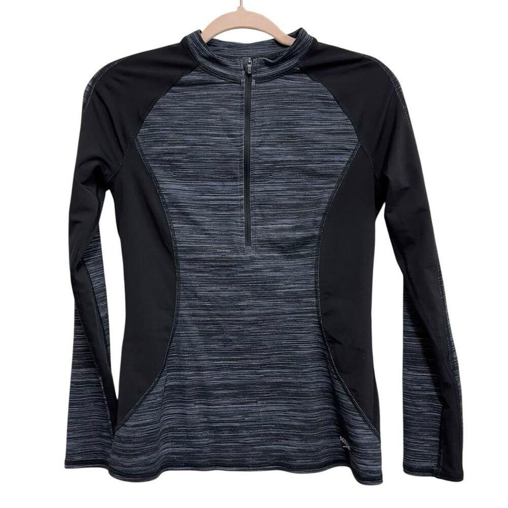 Speedo Endurance Lite Small Black Gray Space‎ Dye Quarter Zip Rash Guard Top